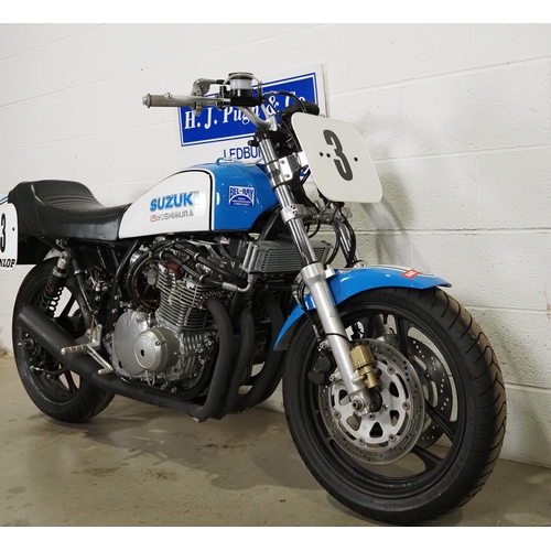 839 - Suzuki custom built race bike. 997cc
Frame No. GS1000-502047
Engine No. GS1000-143174
Runs and rides... 
