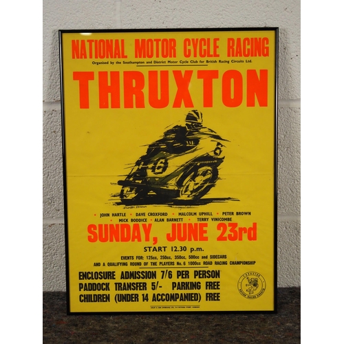 73 - Original framed Thruxton poster John H Artle, Dave Croxfor and Malcolm Uphill 21