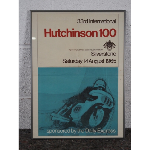 75 - Original framed poster Hitchinson 100 Silverstone 33rd international 1965