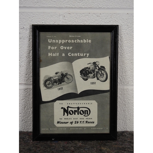 80 - Framed Norton advertising poster