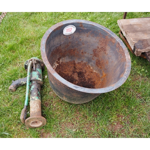 112 - Cast iron water pump and cauldron