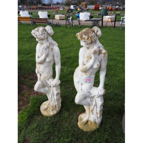 250 - Pair of 4ft lady statues