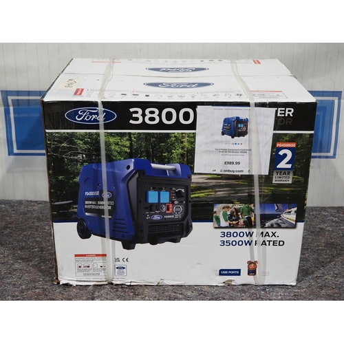 649 - Ford FG4500iSE 3800w inverter generator, new in box