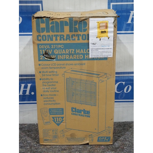 656 - Clarke contractor 2.8kw infrared heater, 110v