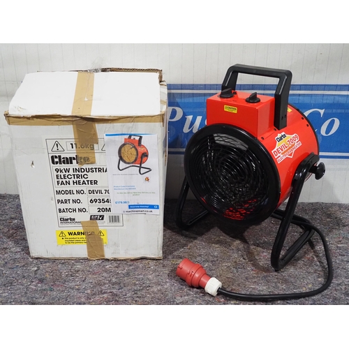 657 - Clarke Devil 7009 industrial fan heater 9kw