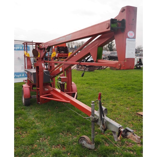 1536 - Nifty 120T towable cherry picker. Key in office