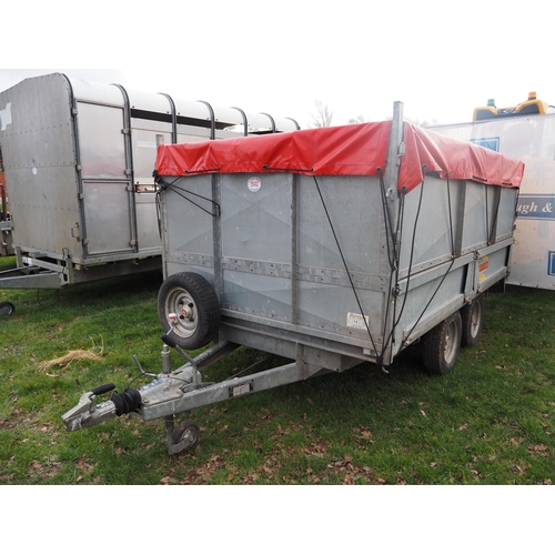 1542 - Bateson twin axle 2 ton high sided trailer 10 x 6ft. With sheet and ramps. Hardly used, in good cond... 