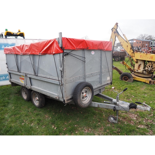 1542 - Bateson twin axle 2 ton high sided trailer 10 x 6ft. With sheet and ramps. Hardly used, in good cond... 