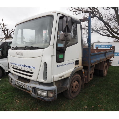 1596 - Iveco Eurocargo 7SE17 tipper lorry. Runs and drives. Tipper body in working order. MOT till end of F... 