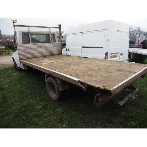 1597 - Ford Transit flatbed. Runs but has injector fault. For spares. Reg. BF63 GVG. V5 and key in office