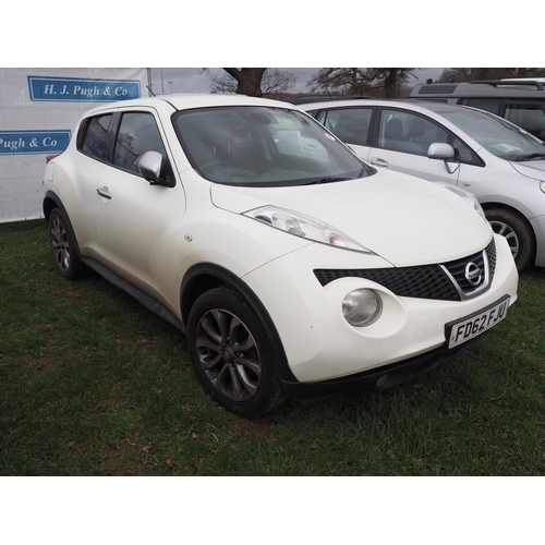 1602 - Nissan Juke. Reg. FD62 FJU. V5 and owner's manual in office, No MOT. Key in office