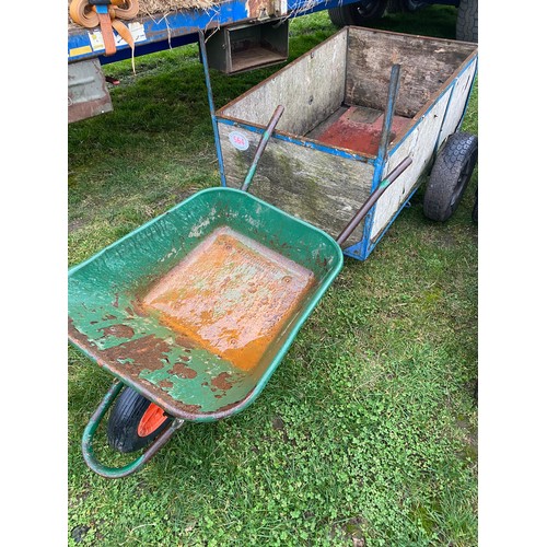 564 - Small garden trailer and wheel barrow