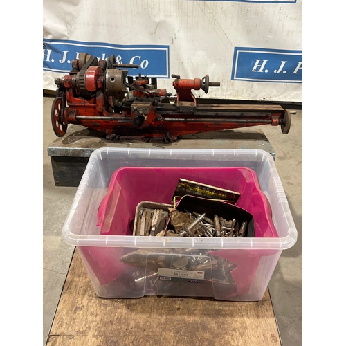 772 - Myford metal working lathe with spare drill bits and tooling
