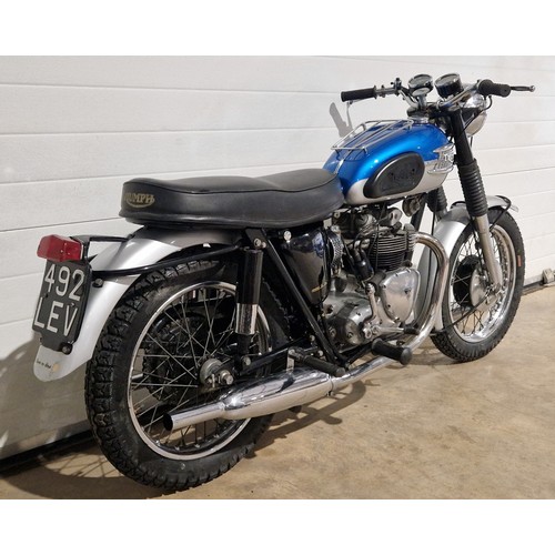 910A - Triumph Tiger 100 motorcycle. 1958. 500cc
Frame No. T100A H13674
Engine No. H13674
Runs and rides. W... 
