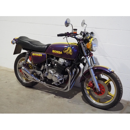 901C - Honda 750 Four motorcycle. 1976. 736cc. 
Engine turns over with compression. 
Reg. NHV 244P. V5 and ... 