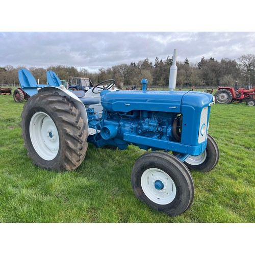 Fordson blue/grey Super Major tractor. C/w Boughton winch. Reg. XFX 545B