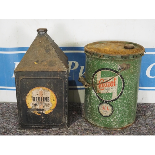 256 - Castrol and Redline Super 20l oil cans