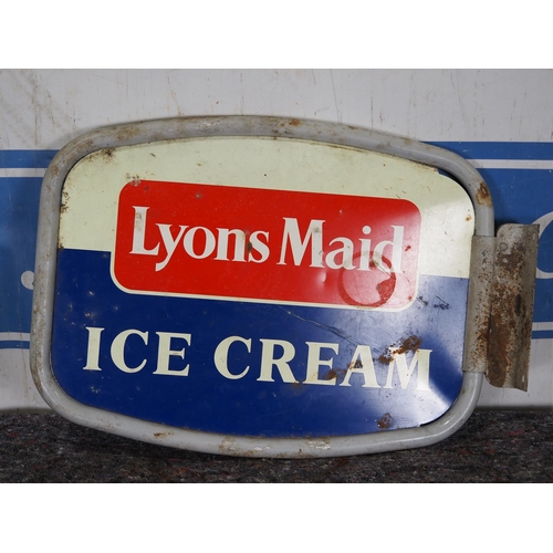 259 - Double sided tin sign in frame - Lyons Maid ice cream 22