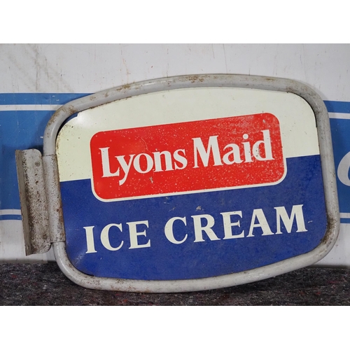 259 - Double sided tin sign in frame - Lyons Maid ice cream 22