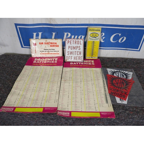 264 - Duckhams thermometer, Dagenite information cards etc