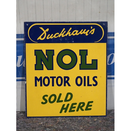 368 - Double sided tin sign - Duckhams NOL and Adcoids motor oils 21