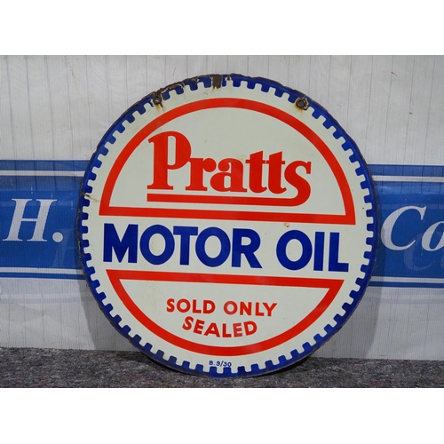 463 - Double sided enamel sign - Pratts Motor Oil 26