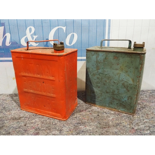 474 - 2 Gallon petrol cans - National Benzole and Esso