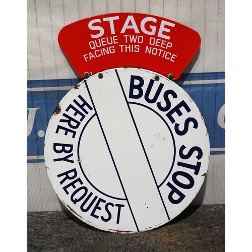 541 - Double sided enamel sign - Buses Stop 26