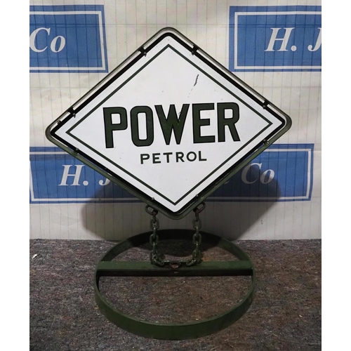 546 - Double sided enamel forecourt sign - Power Petrol 25