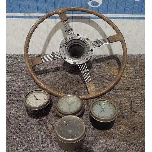 80 - Vintage Bluemels steering wheel and car clocks AF