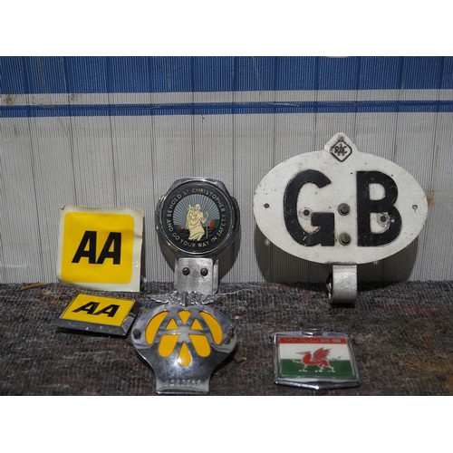 128 - Assorted car badges to include AA and RAC