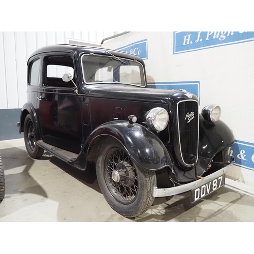 217 - Austin Seven Saloon. 1938. 858cc
Comes with continuation log book.
Reg. DDV 87. V5. Key