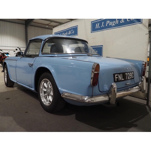 221 - Triumph TR4A sports car. 1965. 2498cc
Runs and drives. Comes with continuation log book, folder of r... 