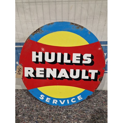 569 - Double Sided Enamel Sign - Renault Huiles 25