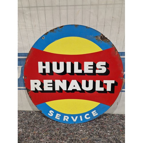 569 - Double Sided Enamel Sign - Renault Huiles 25