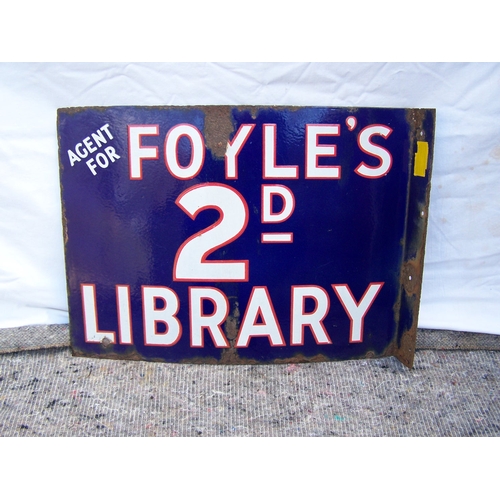 587 - Double sided enamel sign - Foyle's
