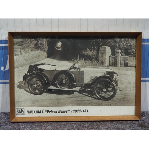585 - Framed poster - Vauxhall Prince Henry 31 x 21