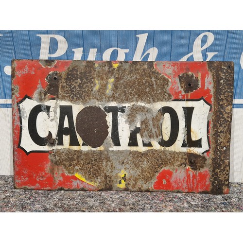 472A - Double sided post mounted enamel sign - Castrol 13