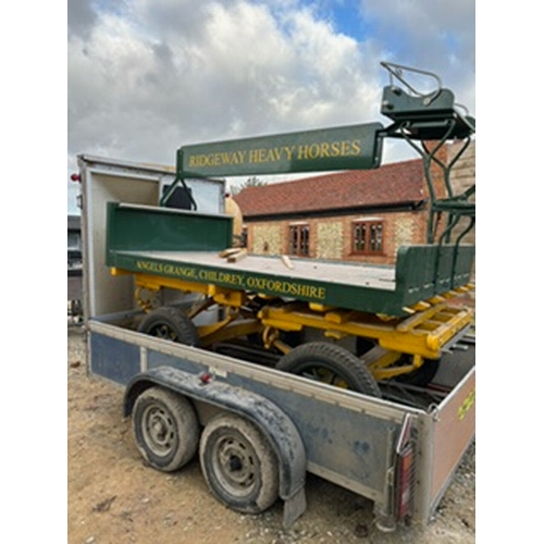 1009 - Vintage dray cart with parts and trailer with winch