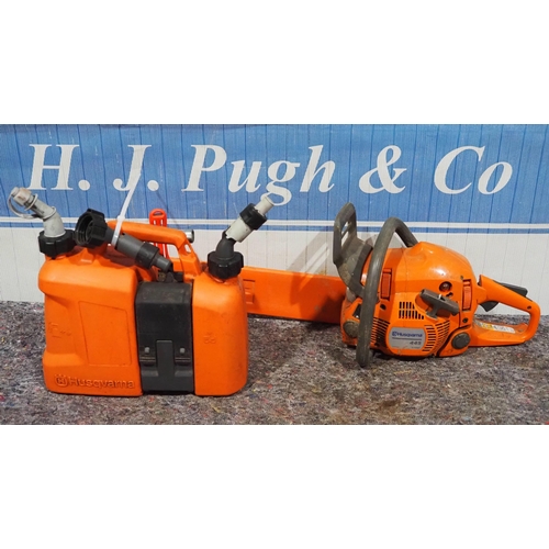 646 - Husqvarna 445 chainsaw and Husqvarna fuel can