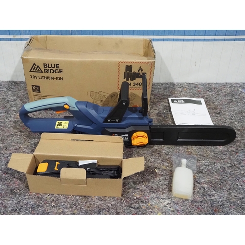 710 - 18v Electric chainsaw with 25cm blade 4.0 ah lithium-ion battery. New