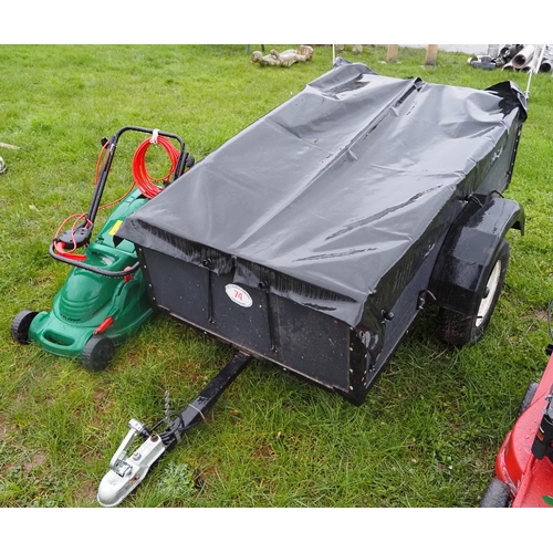 74 - Covered car trailer and electric mower