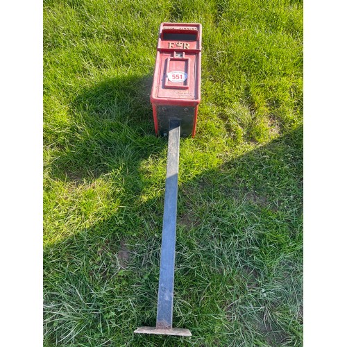 551 - Post box on stand. Key in office