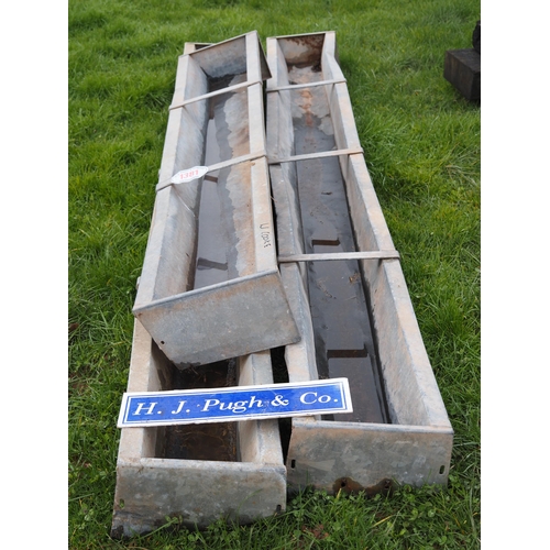 1381 - Galvanised feed trough 9ft - 2 + 1 other