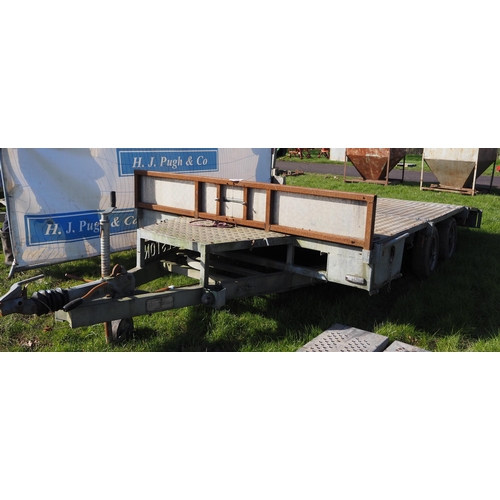 1601 - Elston 12ft beaver tail plant trailer. Lighting cable in office. All new LED lights and brakes worki... 