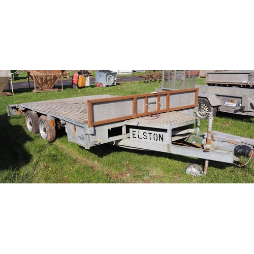 1601 - Elston 12ft beaver tail plant trailer. Lighting cable in office. All new LED lights and brakes worki... 