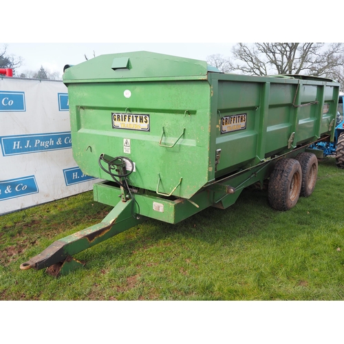 1411 - Griffiths 10 ton twin axle trailer with sheet
