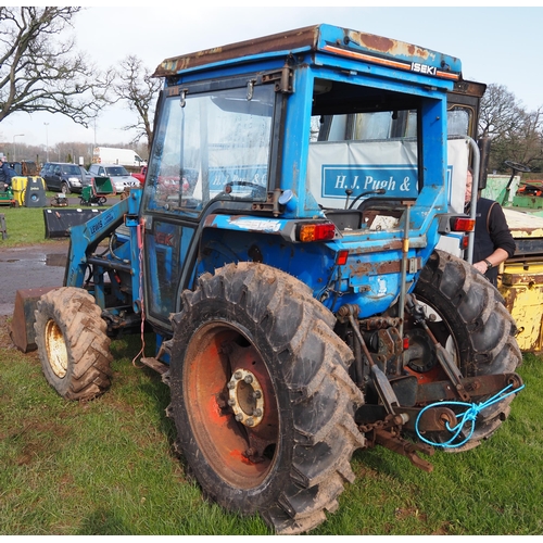 1441 - Iseki 545 tractor. Runs and drives. C/w Lewis loader and bucket.  Showing 7556 hours. New read tyres