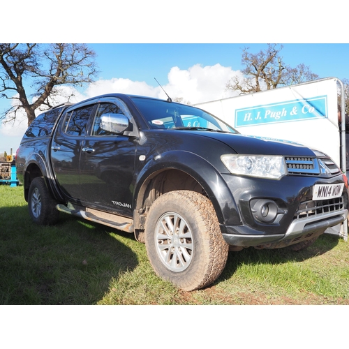 1609 - Mitsubishi L200, 2014. Runs and drives. Manual gearbox. Showing 65,391 miles. Reg. WN14 WOM. MOT unt... 