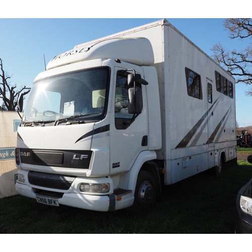 1616 - DAF LF45-180 4 bay horse lorry. Hydraulic ramp. Showing 62,628 Miles. Recorded Cat C 12/06/2013. Reg... 